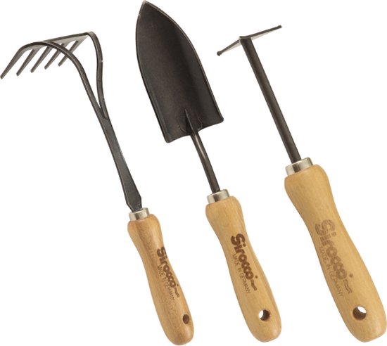 Sirocco - AANBIEDING - Tuinschepje & Harkje & Voegenmes - Handgesmede - Beukenhouten - 14 cm - Gehard Staal van Sirocco