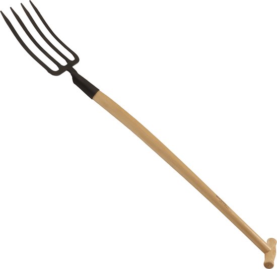 Sirocco - Spitvork - Tuinvork - Mestvork - Stalvork - Bladvork - Hooivork - 4 tanden - Handgesmede - Beukenhout (85 cm) - Tuingereedschap van Sirocco