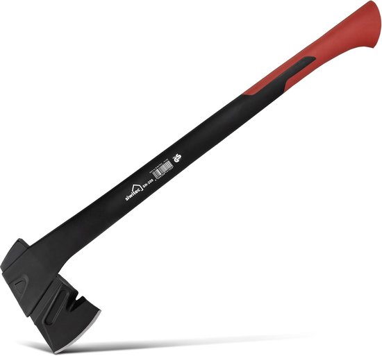 siwitec bijl SN-200 inclusief mesbeschermer, kloofbijl met 200 gram kopgewicht, bijl voor het splijten van hout met glasvezelversterkte kunststof steel en C45 carbonblad, kloofhamer van Merkloos	