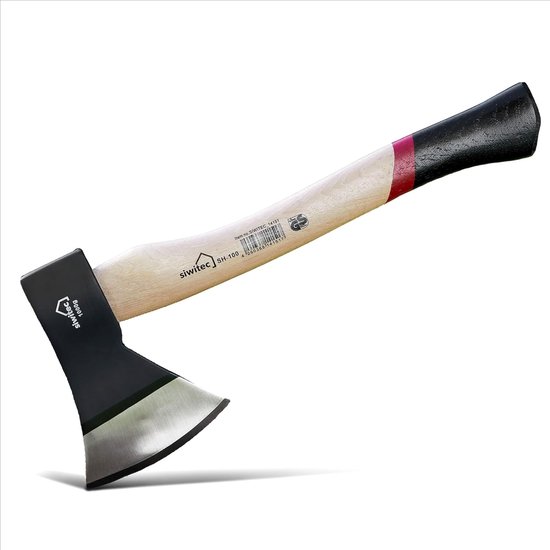siwitec houtbijl SH-100, bijl met hickory steel en C45 carbon blad, lengte: 40,5 cm, kopgewicht: 1000 g, kloofbijl hout, universele bijl, handbijl van Merkloos	