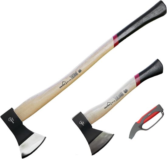 siwitec houtbijlset, 600 & 1400 gram kopgewicht, met 4-in-1 messenslijper, kloofbijl voor hout, bijl voor het splijten van hout, kampeer- & survivalbijl van Merkloos	