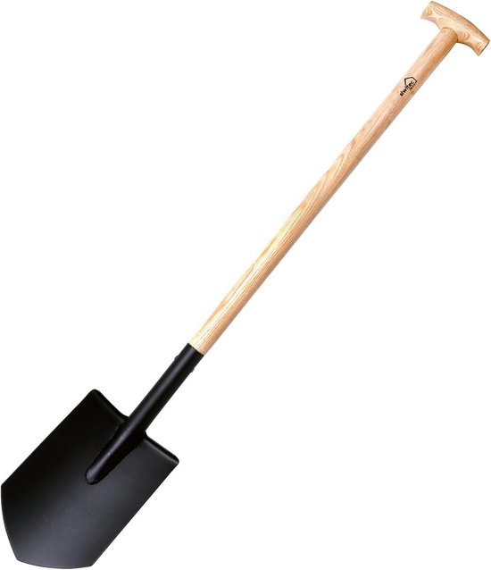 siwitec spitse tuinspade SG-310 met houten steel voor harde, rotsachtige grond | Ergonomische spade met essenhouten steel en stalen blad | Lengte: 118 cm | Tuin | Tuinspade van Merkloos	