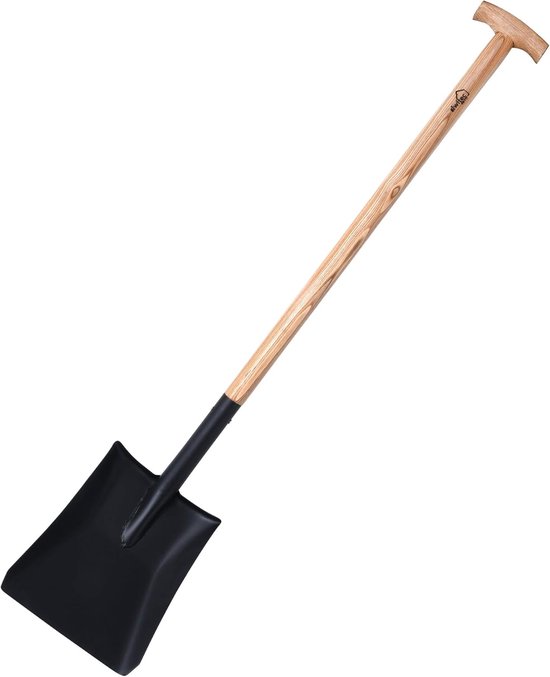 siwitec tuinschop SG-330 met houten steel voor stortgoed | ergonomische schop met essenhouten steel en stalen blad | Lengte: 118 cm | tuin | bouwschop | werkschop