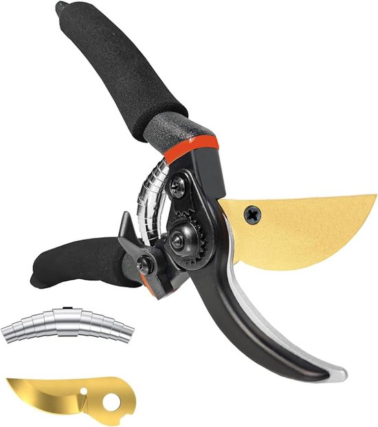 SK-5 Stainless Steel Garden Shears with Non-Stick Coating - Heavy Duty Tree Pruners - High Quality Blades for Plants, Hedges, and Flowers - Set of Garden Shears van DeWit