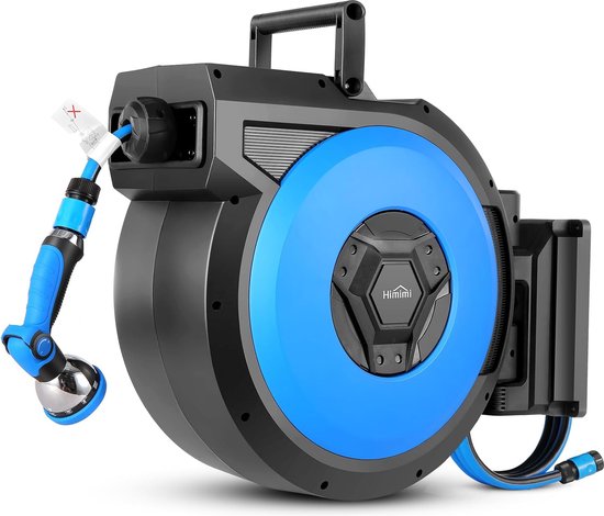 Slanghaspel 20 m + 3 m, wandslangbox, 180 graden draaibare tuinslang, oprolmechanisme, automatische waterslanghaspel met 8-in-1 multidouche, wandhouder voor tuinen en irrigatie van Garden Star
