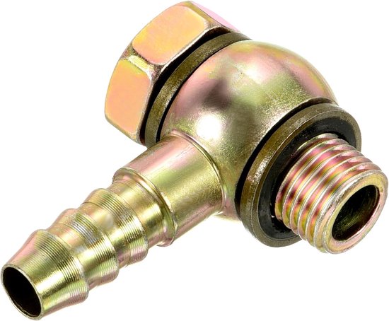 Slangweerhaak fitting elleboog - prikkeldraad M12 x 1,25 buitendraad adapterconnector - ideaal voor gas water olie brandstofpijpleidingen (goud 10 mm) van Merkloos	