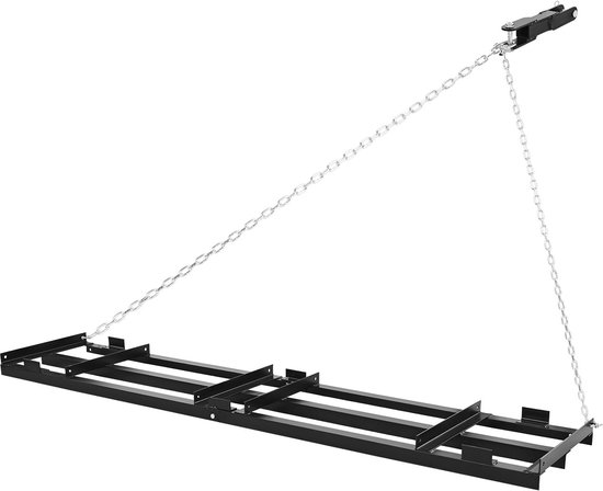 Sleepeg 243,5x50 cm, Weideeg met 183 cm Ketting, Duurzame Egaliseerhark van Gegalvaniseerd Staal, Ideaal voor Grindpaden en Geschikt voor ATV's, UTV's en Tractoren