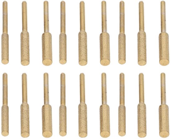 Slijpbits Set - Slijpstiften Slijpkop - Kettingzaag Onderhoud - Titanium Gecoat - 18 Delig 3mm - Grijs