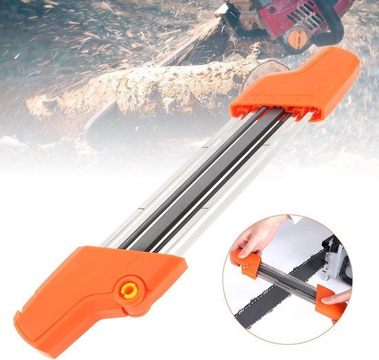 slijpset - 2 in 1 kettingzaag slijper - Eenvoudige vijl - Slijper - Kettingzaagketting slijper - Vijl - Snel slijpen - Geschikt voor kettingzaag stenen sieraden - Oranje - Geschikt voor zaagketting met een diameter van 4,0 mm van Maronad.