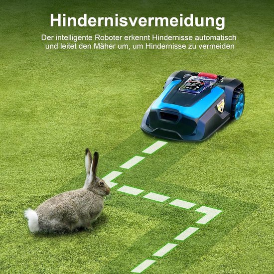 Slimme Robotmaaier 1200 m² - Automatische Grasmaaier met Begrenzingsdraad, Bluetooth & WiFi, Zelfopladend, Veiligheidsstop, Maaihoogte 25–65 mm, 22 cm Maaibreedte, IPX5 Waterdicht van Merkloos	