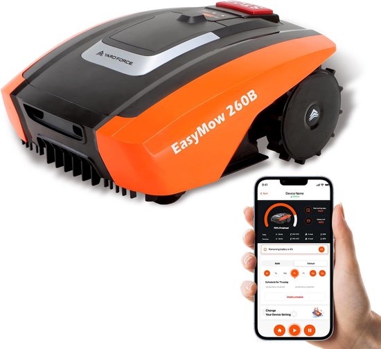 Slimme Robotmaaier 260 m² – Zelfrijdende Grasmaaier met Bluetooth & App, Mulchsysteem, Edge Cutting, 30% Hellingshoek, 20 V / 2.0 Ah Lithium-Ion, Maaihoogte 20–55 mm, 16 cm Maaibreedte van Merkloos	