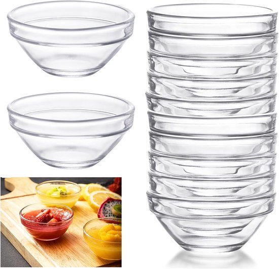 Small Dipping Bowls - 12 Stuks - 7.5 cm Mini Glazen Schalen - Dipping Gerechten - Ronde Dipping Schalen - 70ml Dipping Schalen - Glazen Schaal voor Sauzen - Ronde Mini Dipping Schalen - Dipping Set voor Dressings van Viva Haushaltswaren