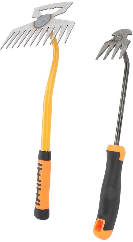 Small Garden Rake, Weed Tools, Weed Removal Tool Garden Weed Tools 4 Teeth 11 Teeth Garden Rake with Rubber Handle for Gardening Cultivate Loosening van Asano.