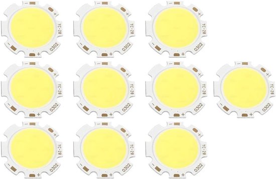 SMD Chip Lighting, Round COB LED Lights 3W DC 9-11V SMD Chip Lights 10pcs LED Chip Lamp, for Decoration Light Lamp Lighting(Real White 6500K) van Covéya