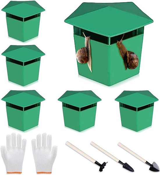 Snail Traps Set van 6 - Organische Slakkenvallen met Tuingereedschap en Handschoenen - Zonder Chemicaliën - Slakkenval voor Tuinbescherming van Merkloos	