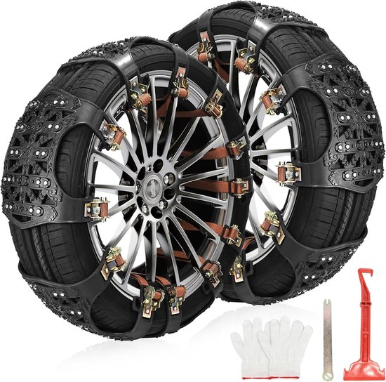 Sneeuwkettingen 6 stuks universeel 165-265 mm veiligheidskettingen - noodgevallen - auto's - starthulp - SUV's - vrachtwagens - zwart van Sneeuw.