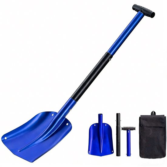 Sneeuwschep -sneeuwschuiver-32 inch - Lichtgewicht aluminium sneeuw-, zand- en tuinschep voor in de auto - Robuuste, opvouwbare driedelige schep - Geschikt voor in de auto - Thuis en buiten - Blauw - 82x21 cm van Edayo