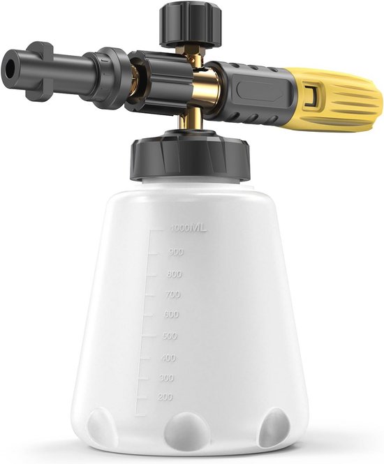 Sneeuwschuimlans voor hogedrukreinigers - Universele compatibiliteit, verstelbare spuitmond en 1L zeepdispenser van Merkloos	