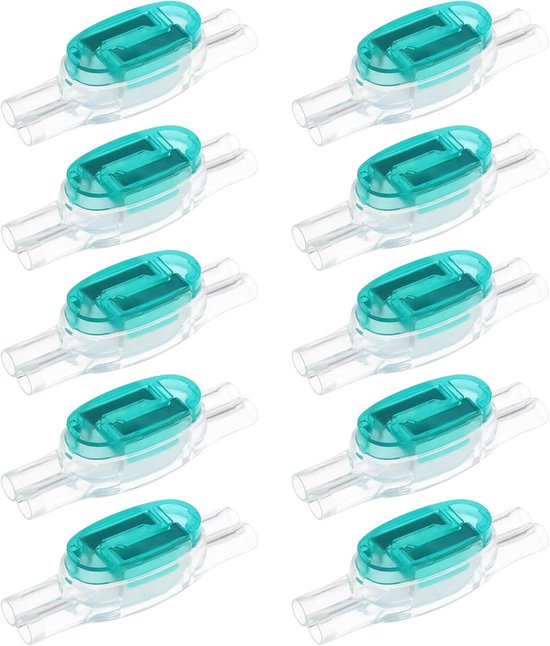 SnelShoppen - 10 Stuks Waterdichte Grasmaaier Kabelconnectoren, 4-Weg Kabelverbindingen, Voor Tuin, Groen, Voor 0.9-1.3mm Dikte, Voor Gardena, Bosch,