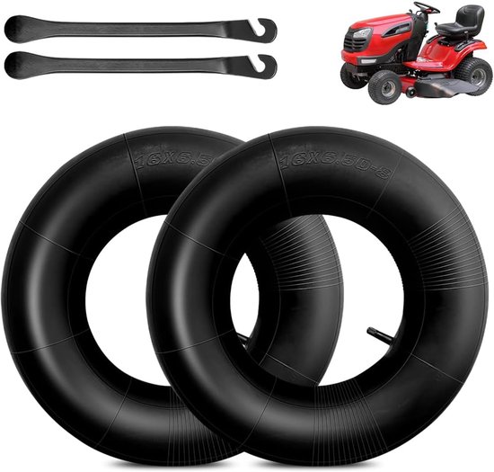 SnelShoppen - 2 Pack Banden Binnenbanden 16 x 6.50-8 voor Grasmaaiers en Tuinwagens, Zware Kwaliteit met TR-13 Bochtklep, Vervangingsslangen voor Tuin