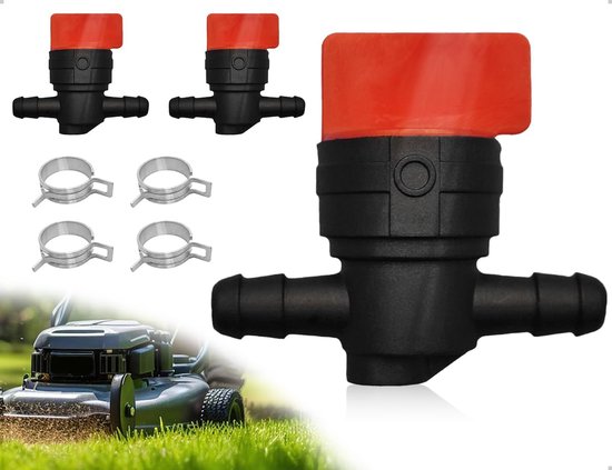SnelShoppen - 2 Pack Universele Benzinekraan met 4 Slangenklemmen, Brandstofafsluiter voor Grasmaaier, Compatibel met Kleine Motoren