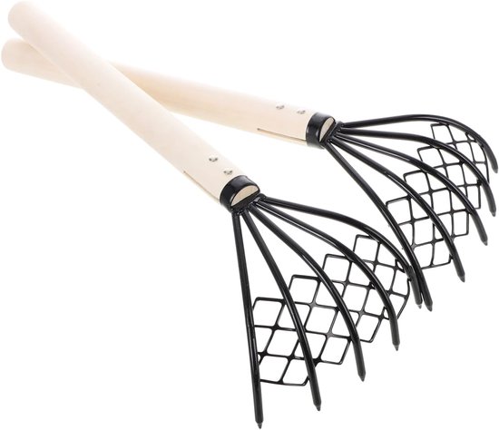 SnelShoppen - 2 Stuks Clam Hark Accessoires Cultivator Metalen Pooper Scooper Mesh Netto Hark Graaf Strand Schaal Graven Voor Tuin en Kinderen