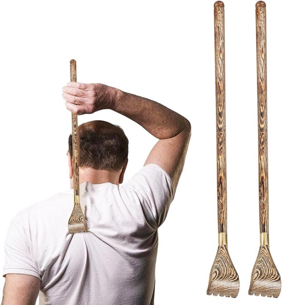 SnelShoppen - 2 Stuks Houten Rugkrabbers met Lange Handgreep - Ergonomisch Ontwerp - Natuurlijke Houten Krabber voor Lichaamsjeuk - Relaxerende Hulpmi