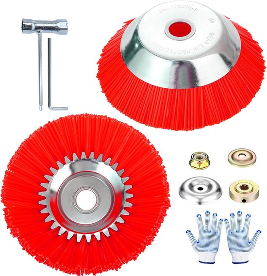 SnelShoppen - 2 Stuks Nylon Onkruidborstel voor Bosmaaier, 6 Inch + 6 Inch, 25.4 mm Opening, Duurzame Onkruidborstel voor Efficiënte Onkruidverwijderi