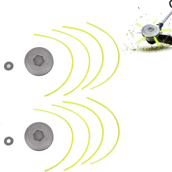SnelShoppen - 2Pcs Grasmaaier Accessoires, Dubbele Kop Benzine Bosmaaier, Vlakke Messen Met Draad, Vervangspool voor Tuinonderhoud (Zwart)
