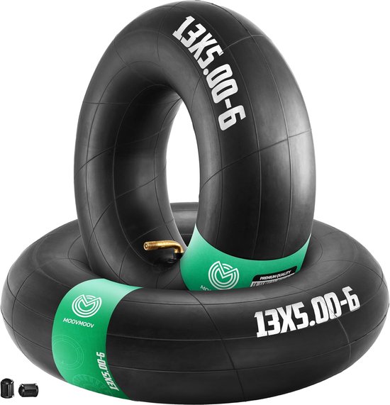 SnelShoppen - 2x MOOVMOOV Binnenband 13x5.00-6 met gebogen ventiel TR87 voor grasmaaiers, kruiwagens, tuintrolleys en aanhangwagens