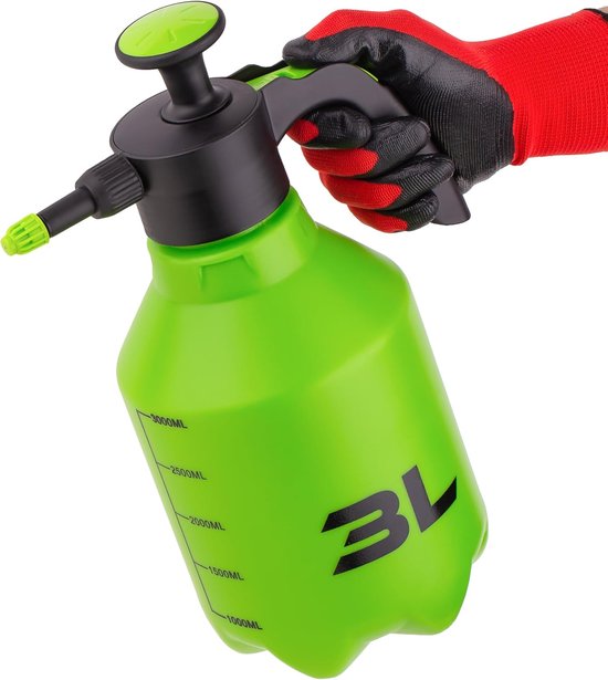 SnelShoppen - 3 Litre Pressure Sprayer - Premium Tuinspuiter, Handpomp Spuit voor Balkon, Terras en Tuin - Plantverzorging, Ergonomisch en Verstelbare