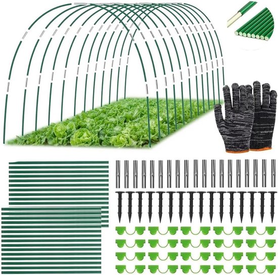 SnelShoppen - 30-delige Tuin Tunnelbogen voor Verhoogde Bedden - 6mm Fiberglass met Plastic Bescherming - Ideaal voor Tuinieren en Kassen