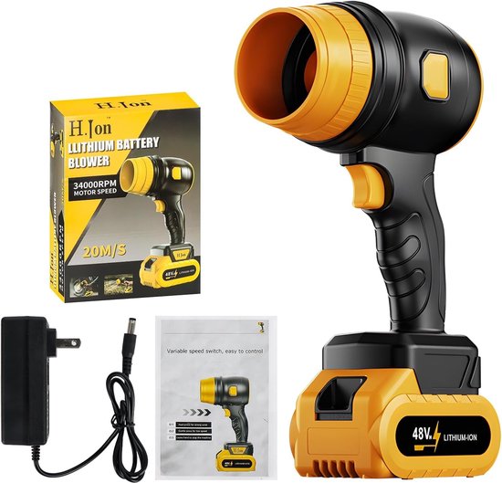 SnelShoppen - 34.000 RPM Draadloze Power Air Blower met Accu, Turbojet, Borstelloze Luchblazer voor Stofreiniging Auto, Sneeuwverwijdering, Tuin, Blad