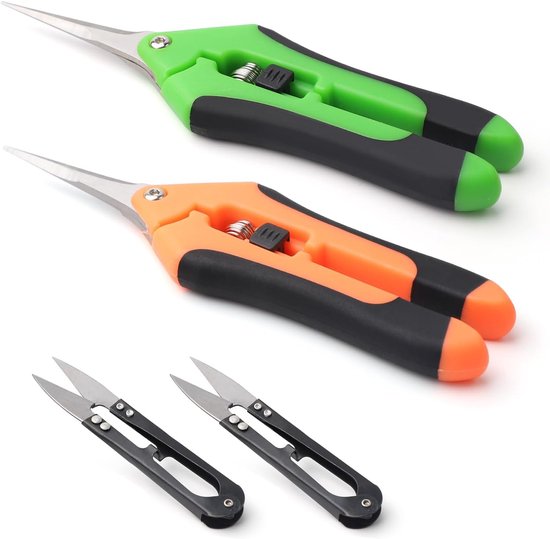 SnelShoppen - 4 Stuks Tuinschaar Set, Rvs Snoeischaar, Kleine Secateurs, Bloemenschaar, Draadschaar, Ergonomische Oogschaar voor Takken, Bloemen, Roze