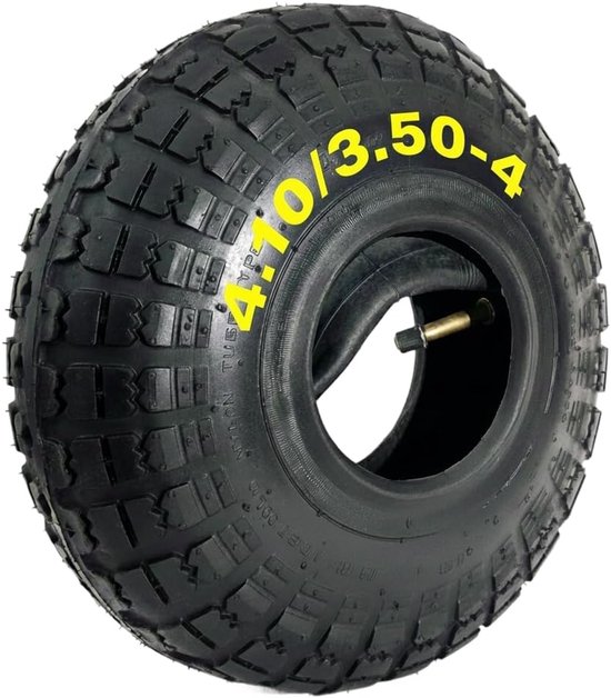 SnelShoppen - 4.10/3.50-4 Set Binnenband & Buitenband voor 10" Luchtwiel - Geschikt voor Kruiwagen, Steekwagen, Tuinwagen, Transportkar - Duurzaam Rub van Snelshoppen