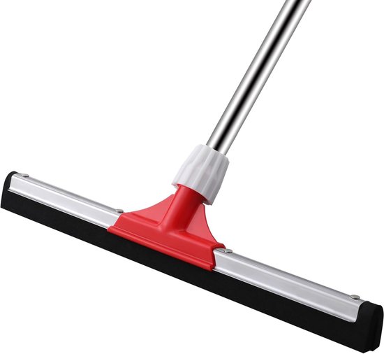 SnelShoppen - 43cm Waterschuiver met Steel (147cm), Dubbele Rubberen Lip Vloertrekker voor Badkamer, Keuken, Garage, Tuin, Schrobber, Water Bezem, Opp