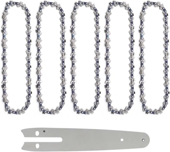 SnelShoppen - 5pcs Mini Chainsaw 6 Inch Ketting met 6 Inch Kettingzaag Gidsbalk Vervangende Zaagketting voor Handheld Mini Chainsaws, Duurzaam Mangane