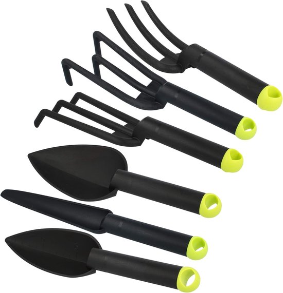 SnelShoppen - 6-delige Tu gereedschap Set - Kleine Cultivator, Bloem Schep, Plant Schep, Bloem Vork, Hark en Onkruid Cutter - Perfect voor Tuin en Bal