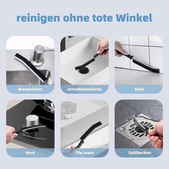 SnelShoppen - 6 Hoekreinigingsborstels, Voegenborstel, Spletreiniger, Badkamer- en Keukenreinigingsborstel, Professioneel en Effectief voor Tegelvloer