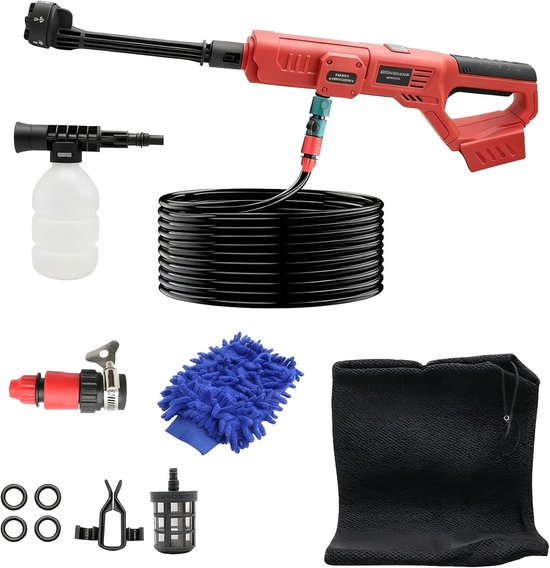 SnelShoppen - 6-in-1 Hogedrukreiniger 69 Bar/1000 PSI, Draagbare Accu Drukreiniger met Multifunctionele Sproeikop voor Auto's, Ramen, Tuinen, Zwembade