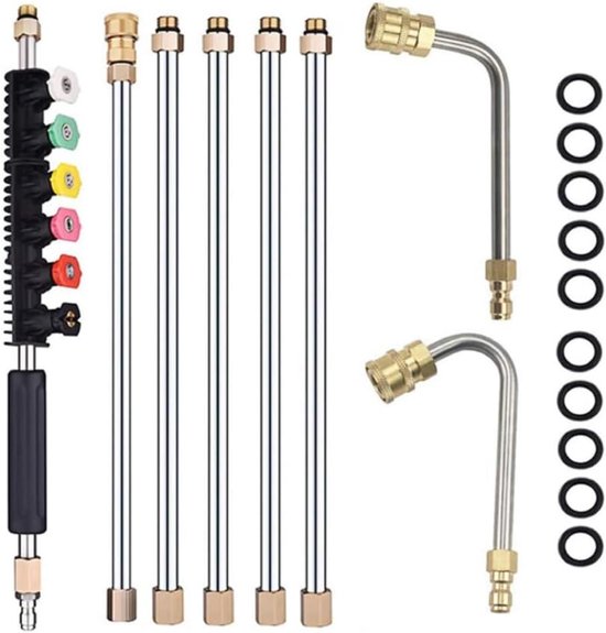 SnelShoppen - 8-delige Set Verlengingswand Drukreiniger met 1/4 Inch Snelaansluitingen - Gootreinigingsgereedschap - Telescopische Vervangingsraamrein