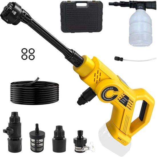 SnelShoppen - Accu Hogedrukreiniger 20V met 6-in-1 Multifunctioneel Mondstuk - 80 Bar - Ideaal voor Tuin, Auto, Balkon en Meer
