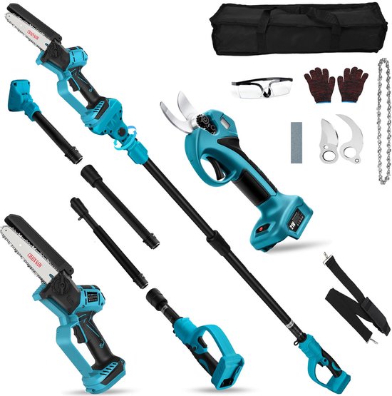 SnelShoppen - Accu-hoogsnoeier 6 inch - Mini-takkenzaag - Professionele Telescopische Takkenschaar - Voor Makita 18 V - 4-in-1 Accuzaag voor Tuinonder