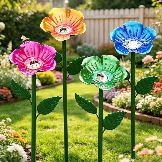 SnelShoppen - Bewateringsstation voor de tuin - 4 stuks - Bijendrinker en bloemenbewateringsstations - Ideaal voor tuin, gazon en terras