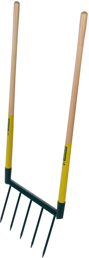 SnelShoppen - Biogrif Grelinette met 5 Gelaste Tanden - Tuingereedschap van Gehard Staal en Hout - 40 cm Lengte - Ideaal voor Bodembewerking en Milieu
