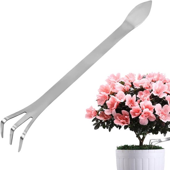 SnelShoppen - Bonsai Hark met 3 Tanden Roestvrij Staal Wortelhark Bossai Tuin Gereedschap met Ergonomische Handgreep voor Tuinieren Planten Bloempotte