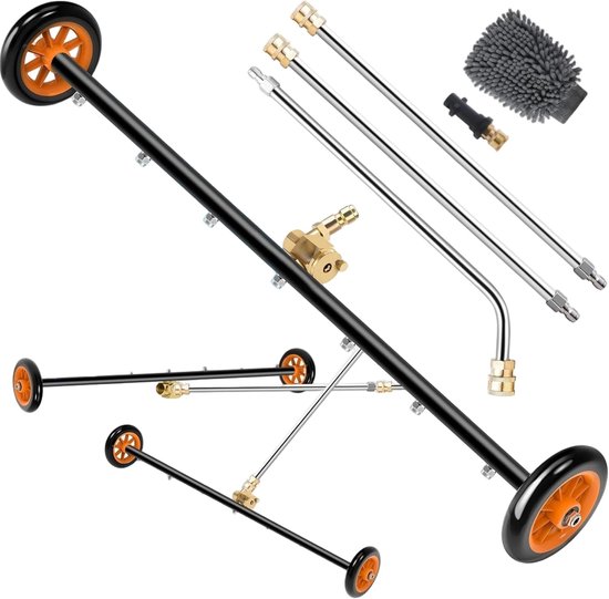 SnelShoppen - Double Function Vloerreiniger voor Hogedrukreiniger, 4000 PSI, 2-in-1, Inclusief 90 Graden Hoekbuis, 16 Inch Drukreinigers, Oranje