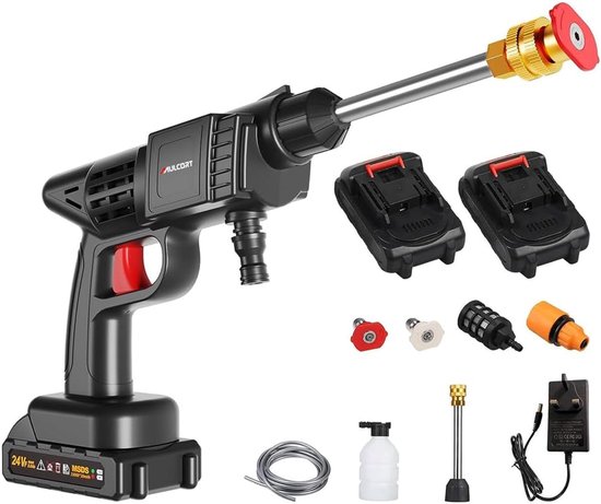 SnelShoppen - Draadloze Hogedrukreiniger, 50PSI Draagbare Hogedrukreiniger met Accu en Oplader, 24V 1500mAh Oplaadbare Accu, Perfect voor Auto Wassen,