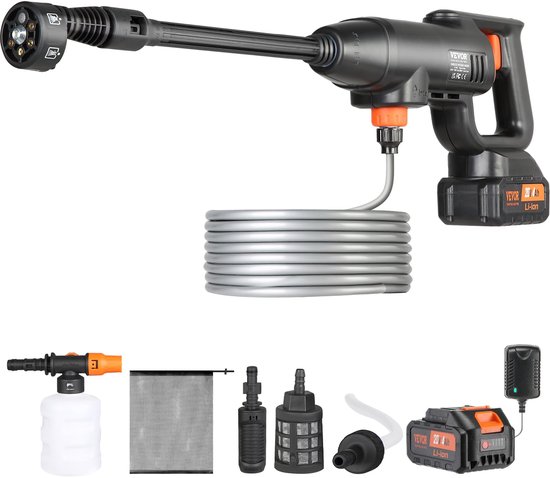 SnelShoppen - Draadloze Hogedrukreiniger op Accu 21 V - Krachtige 580 psi, 40 bar, Draagbare Elektrische Wasmachine - Ideaal voor Terras, Tuin, Auto,