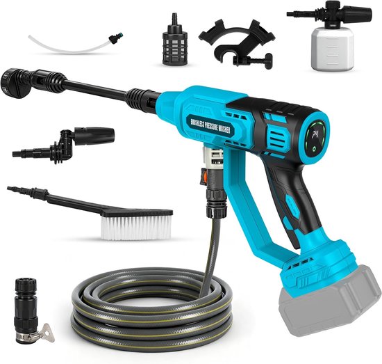 SnelShoppen - Draadloze Hogedrukwasmachine 500 W, Handheld Hogedrukreiniger met 710 psi voor Auto en Huishouden, 4 Snelheden, Compatibel met Makita 18